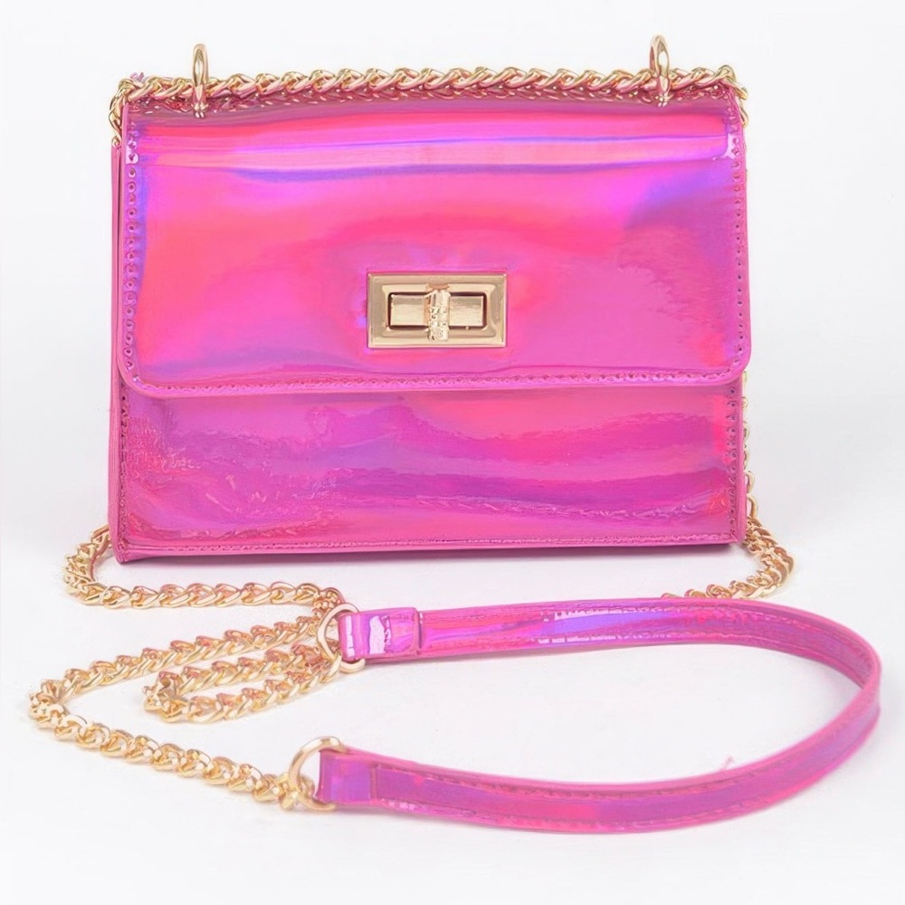 Mirror Metallic Flap Crossbody Bag